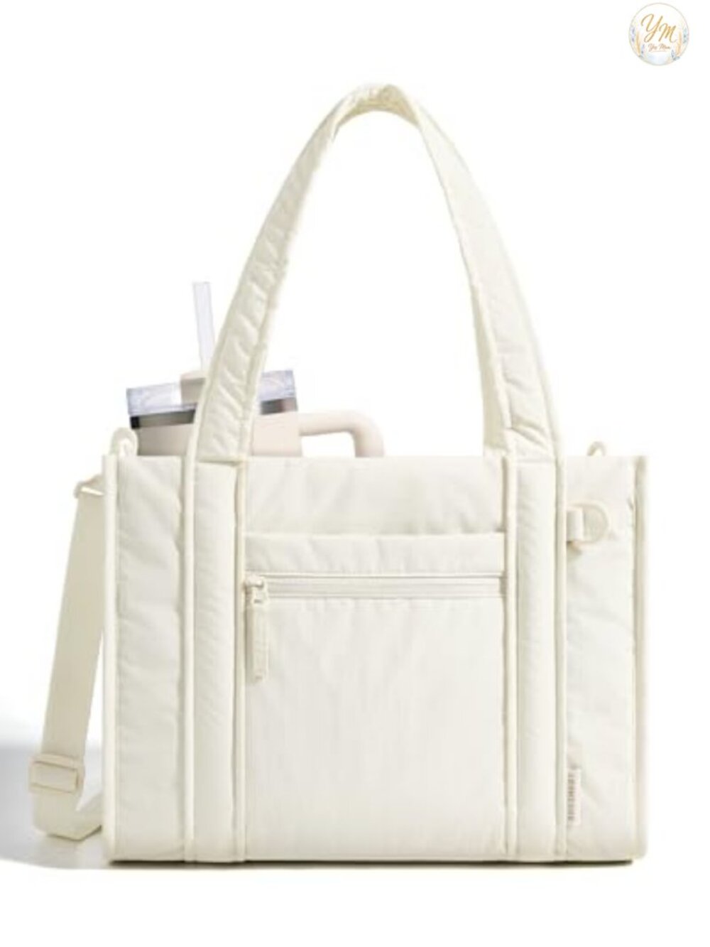 Quilted Puffy Crossbody Tote Bag with Zipper, 14L Work Bag